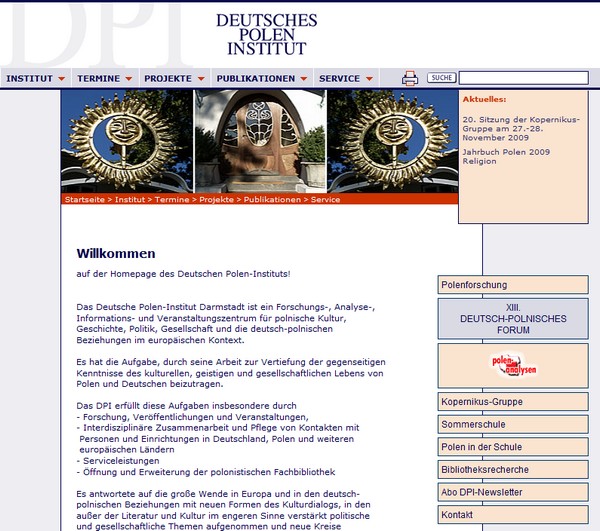 DPI, Deutsches Polen-Institut, Screenshot